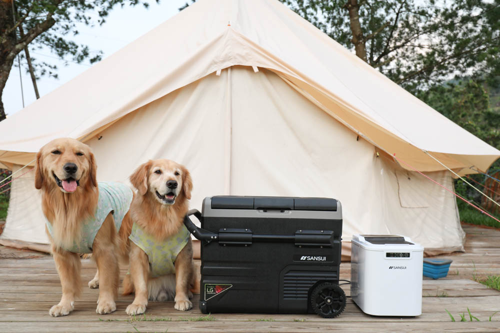 露營野餐裝備推薦｜SANSUI山水行動冰箱45L。LG壓縮機、家用車用、雙槽雙溫控行動冰箱、大空間大容量、輕鬆方便移動、露營旅行超實用！