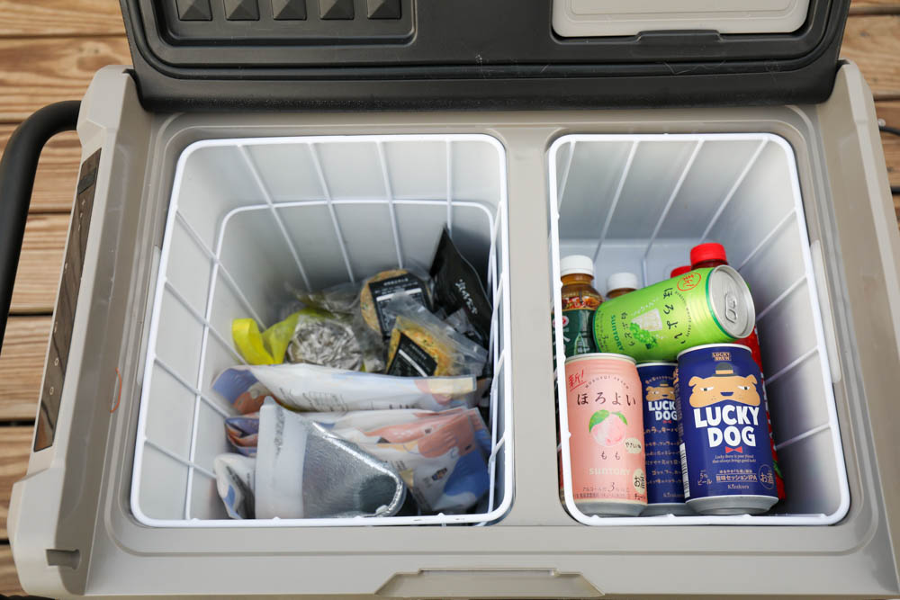 露營野餐裝備推薦｜SANSUI山水行動冰箱45L。LG壓縮機、家用車用、雙槽雙溫控行動冰箱、大空間大容量、輕鬆方便移動、露營旅行超實用！