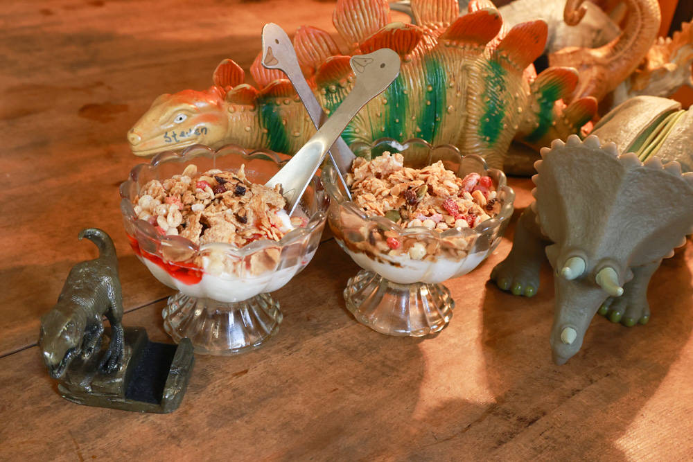 台南中西區美食｜龍百貨。寵物友善餐廳、巷弄內的老宅大份量早午餐、懷舊恐龍主題、龍烙印漢堡