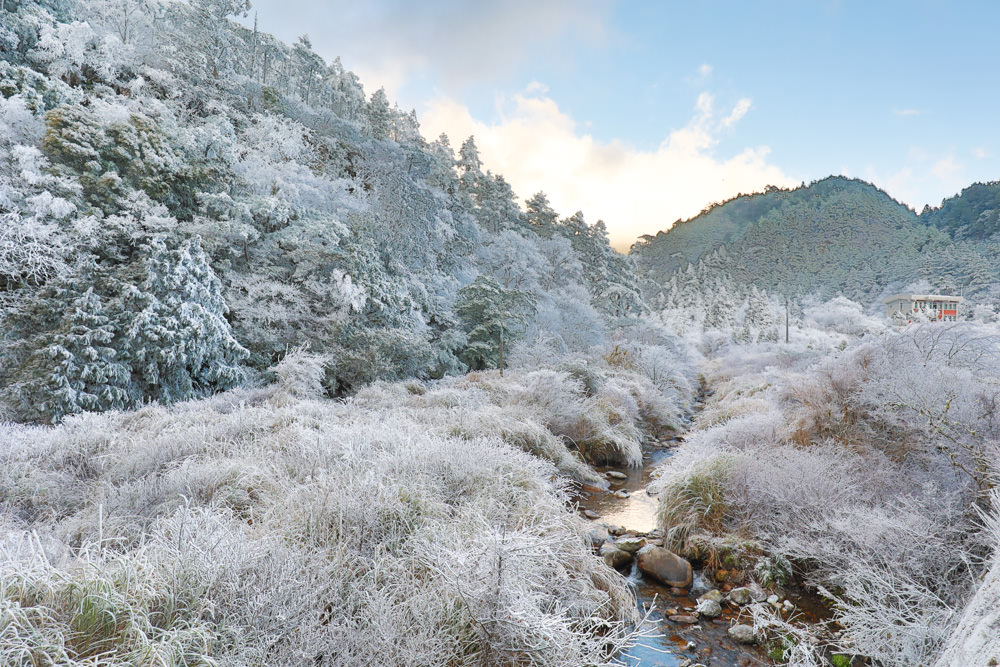 宜蘭景點｜思源埡口下雪。台七甲線宜蘭、台中交界、絕美銀白世界、雪白森林中中的寂寞派出所