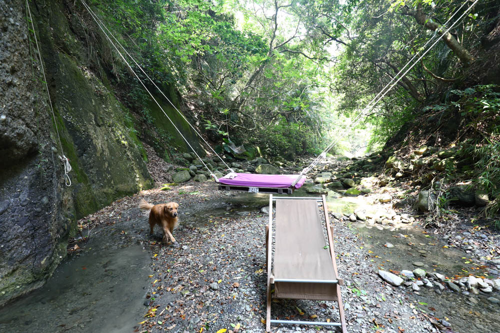 花蓮｜嘻餐町溪畔餐桌。浮誇峽谷下午茶、網美鞦韆吊床、漫步清澈溪流中溯溪、豐盛多元化的美味佳餚、還有窯烤披薩DIY