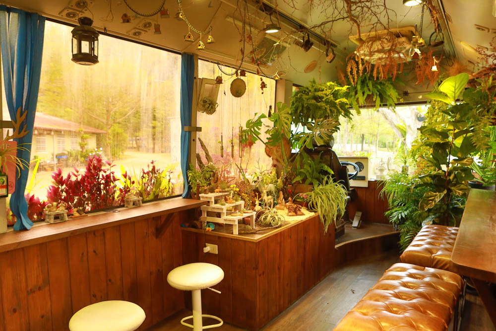 苗栗三義美食｜鹿角CAFE。森林系咖啡廳、苗栗寵物友善餐廳、多肉植物公車巴士咖啡廳、溜滑梯沙坑