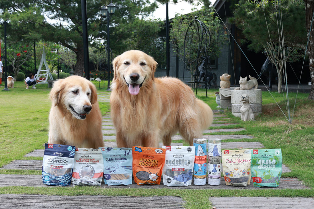 Polkadog搖擺船長美國手工寵物零食｜嚴選美國波士頓漁人碼頭、農場在地食材、手工製作、哈達克鱈魚皮、手工捲鱈魚皮、香蕉花生蛋糕趣