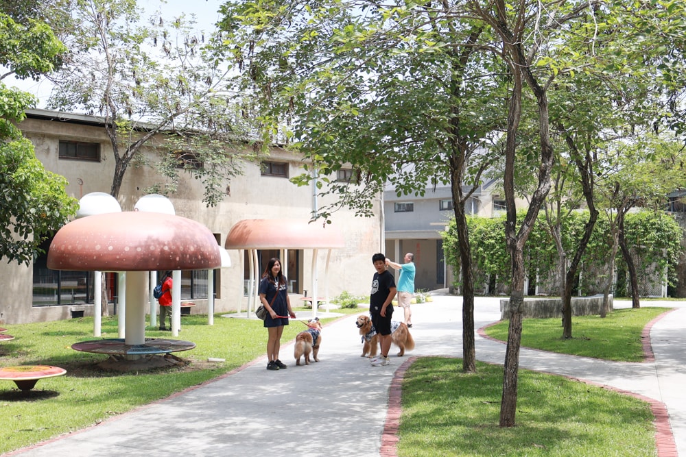 🚗中埔穀倉農創園區｜嘉義寵物友善景點，免門票、穀倉星巴克、美術館、市集、童玩通通有！嘉義順遊阿里山超推薦🌾🐶