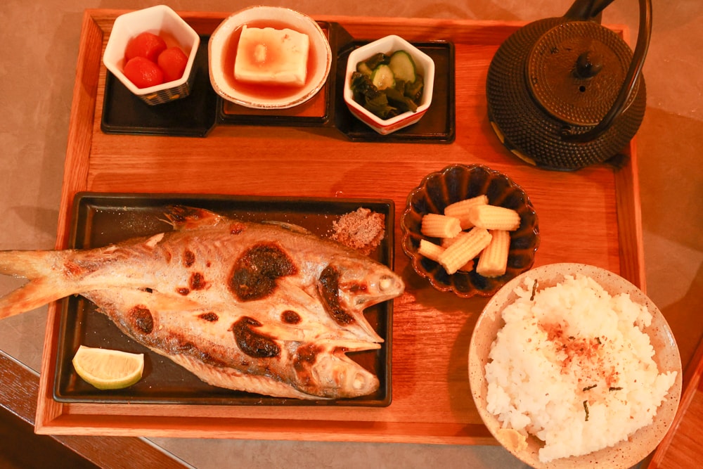 嘉義阿里山佐一茶屋｜隱藏版山景日式餐廳推薦，必吃一夜干、明太子串、鰻魚飯、靠窗山景超美、餐點高水準、寵物友善首選