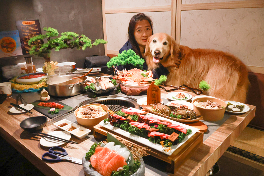 台北東區｜金洹苑日式燒肉鍋物放題。台北寵物友善餐廳推薦、和牛螃蟹龍蝦海鮮吃到飽、火烤兩吃、寵物可落地、毛孩鮮食餐